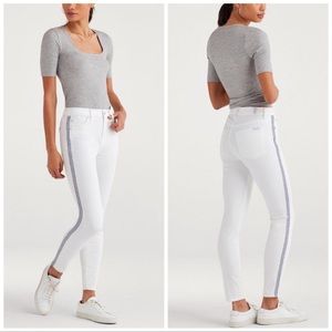 7 for all mankind high waist ankle super skinny jeans white with gold band